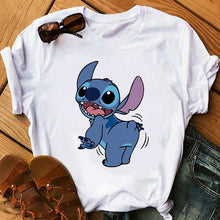 Load image into Gallery viewer, Women&#39;s Fashion T-Shirt Lilo Stitch Harajuku Kawaii Tshirts Lovely Cartoon Female Printed Casual T Shirt Cute  Casual Tops