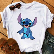 Load image into Gallery viewer, Women&#39;s Fashion T-Shirt Lilo Stitch Harajuku Kawaii Tshirts Lovely Cartoon Female Printed Casual T Shirt Cute  Casual Tops