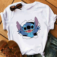 Load image into Gallery viewer, Women&#39;s Fashion T-Shirt Lilo Stitch Harajuku Kawaii Tshirts Lovely Cartoon Female Printed Casual T Shirt Cute  Casual Tops