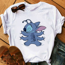 Load image into Gallery viewer, Women&#39;s Fashion T-Shirt Lilo Stitch Harajuku Kawaii Tshirts Lovely Cartoon Female Printed Casual T Shirt Cute  Casual Tops
