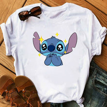 Load image into Gallery viewer, Women&#39;s Fashion T-Shirt Lilo Stitch Harajuku Kawaii Tshirts Lovely Cartoon Female Printed Casual T Shirt Cute  Casual Tops