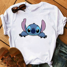 Load image into Gallery viewer, Women&#39;s Fashion T-Shirt Lilo Stitch Harajuku Kawaii Tshirts Lovely Cartoon Female Printed Casual T Shirt Cute  Casual Tops