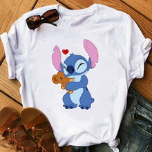 Load image into Gallery viewer, Women&#39;s Fashion T-Shirt Lilo Stitch Harajuku Kawaii Tshirts Lovely Cartoon Female Printed Casual T Shirt Cute  Casual Tops