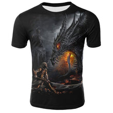 Load image into Gallery viewer, Mens T Shirt Summer Casual O-Neck Short Sleeve Tops Tees Cool Dragons Print T-shirt Streetwear Funny Male Clothing