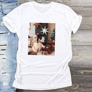 Fashion Women T-Shirt  Warm Wishes New Year Merry Tee Shirt Christmas Tumblr Graphic T Shirt Female Tees Camisa Print T-shirts