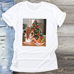 Fashion Women T-Shirt  Warm Wishes New Year Merry Tee Shirt Christmas Tumblr Graphic T Shirt Female Tees Camisa Print T-shirts