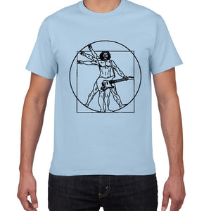 Da Vinci guitar funny T-Shirt men Vitruvian Man rock band Vintage Graphic Music Novelty streetwear t shirt men homme men clothes