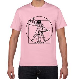 Da Vinci guitar funny T-Shirt men Vitruvian Man rock band Vintage Graphic Music Novelty streetwear t shirt men homme men clothes