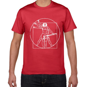 Da Vinci guitar funny T-Shirt men Vitruvian Man rock band Vintage Graphic Music Novelty streetwear t shirt men homme men clothes