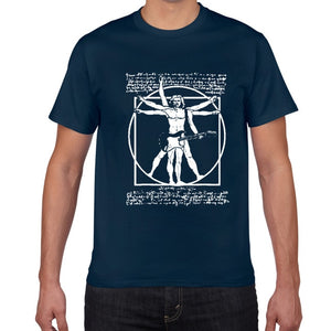 Da Vinci guitar funny T-Shirt men Vitruvian Man rock band Vintage Graphic Music Novelty streetwear t shirt men homme men clothes