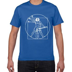 Da Vinci guitar funny T-Shirt men Vitruvian Man rock band Vintage Graphic Music Novelty streetwear t shirt men homme men clothes