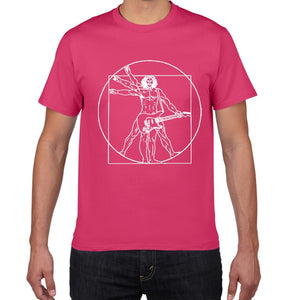 Da Vinci guitar funny T-Shirt men Vitruvian Man rock band Vintage Graphic Music Novelty streetwear t shirt men homme men clothes