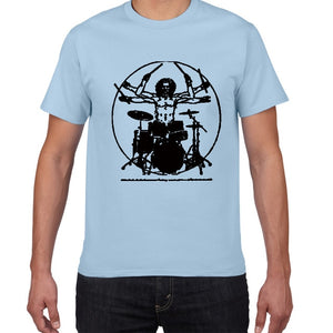 Da Vinci guitar funny T-Shirt men Vitruvian Man rock band Vintage Graphic Music Novelty streetwear t shirt men homme men clothes